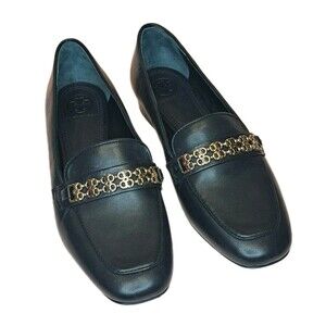 Tory Burch Gemini Link Loafers Women Full Leather Size 5M Black